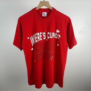 Vintage 90’s Where’s Cupid Romantic Valentines T shirt Made in USA Size Large
